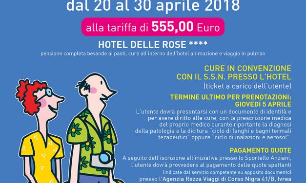 Aperte le iscrizioni. Soggiorno per gli over 65 a Monticelli Terme dal 20 al 30 aprile.