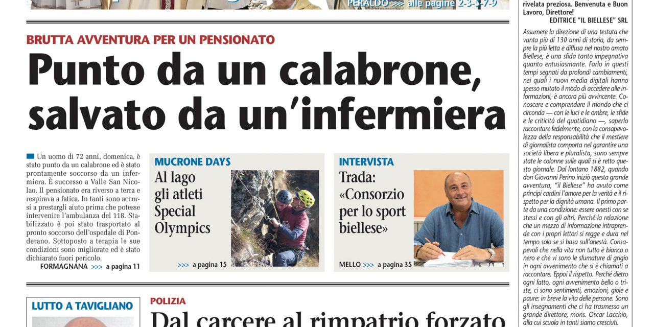 “Il Biellese”: nuovo direttore