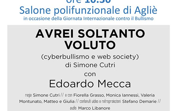 Giornata contro il bullismo, ad Agliè spettacolo teatrale