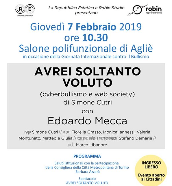 Giornata contro il bullismo, ad Agliè spettacolo teatrale