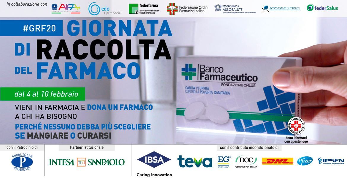 La Giornata di raccolta del farmaco diventa una Settimana della solidarietà, dal 4 al 10 febbraio