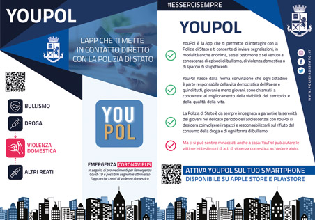 YouPol. L’app della Polizia di Stato per smartphone si aggiorna con la possibilità di segnalare i reati di violenza tra le mura domestiche.