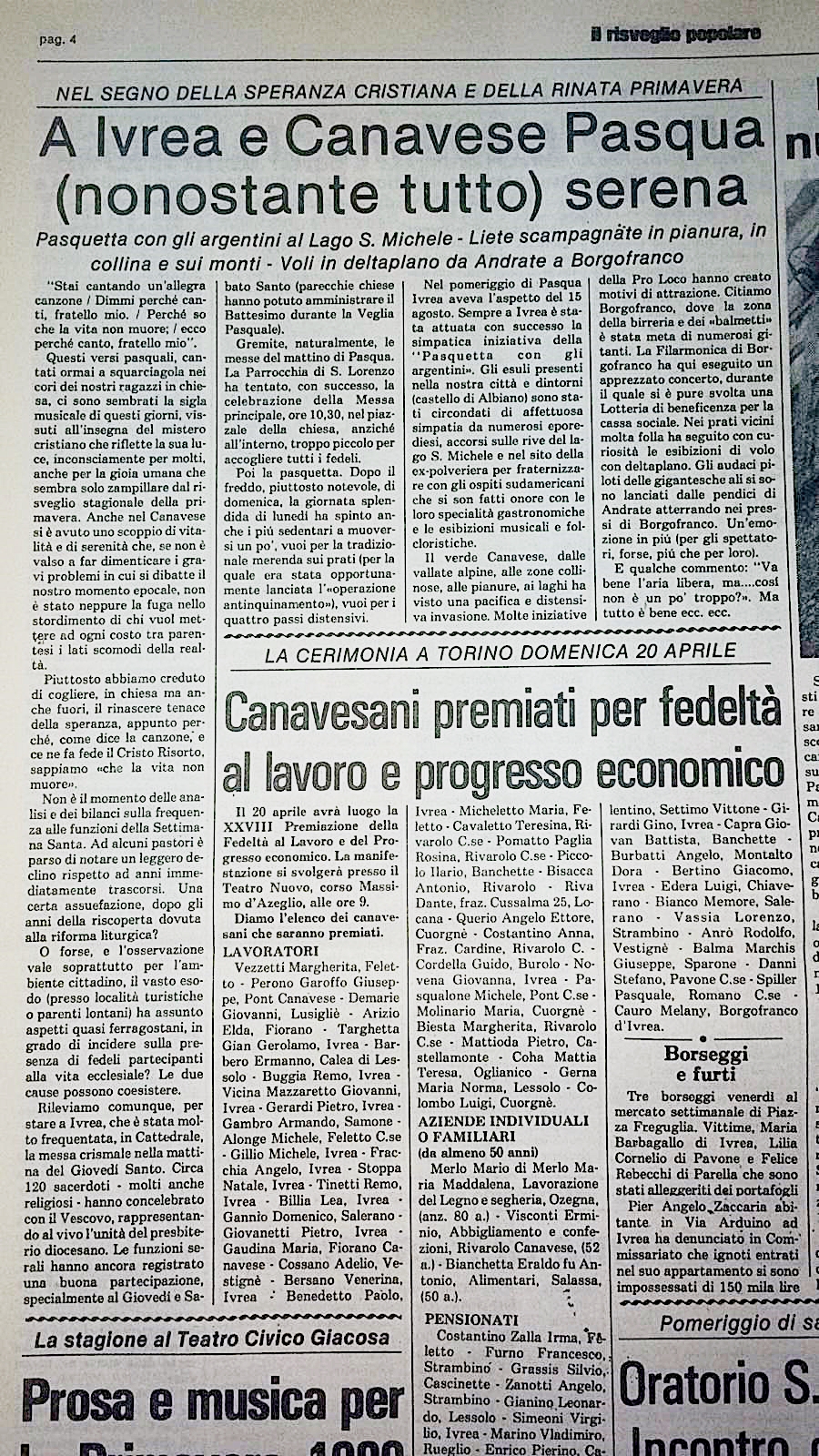 Il nostro centenario: sfogliando i numeri del Risveglio dell’aprile 1980