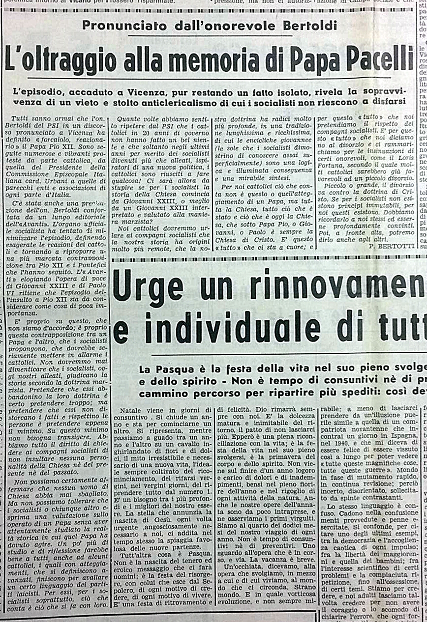 Il nostro centenario: sfogliando il Risveglio del 14 aprile 1966