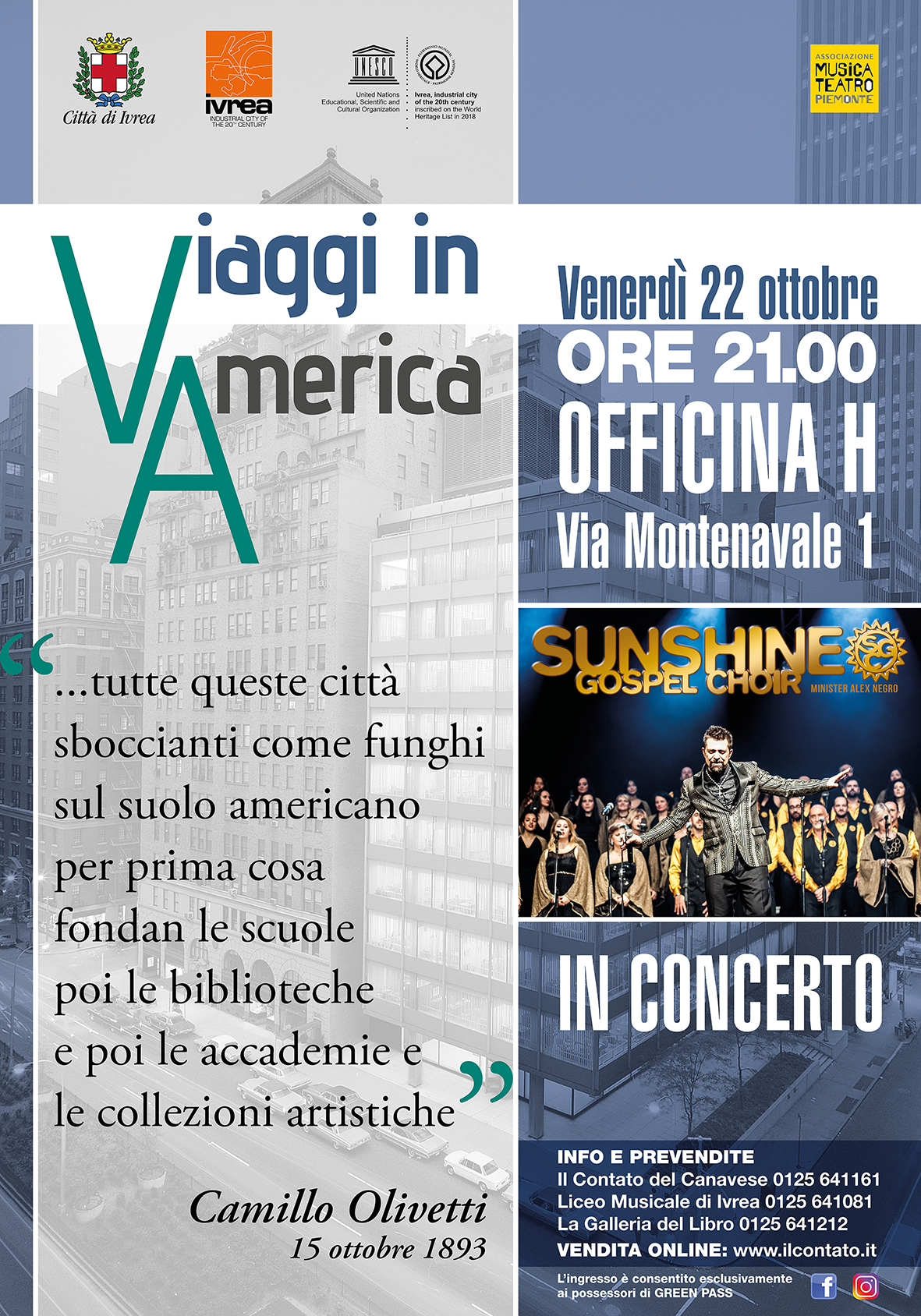 Ivrea concerto gospel “Viaggi In America” con il Sunshine Gospel Choir diretto dal maestro Alex Negro