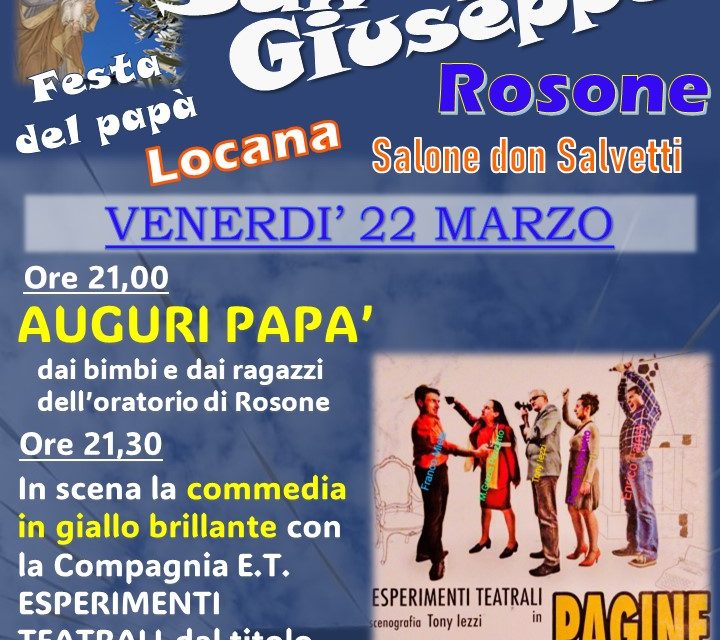 ROSONE – Appuntamento per festeggiare San Giuseppe e tutti i papà