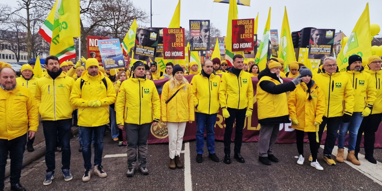 Agricoltori torinesi alla manifestazione di Strasburgo contro l’accordo Mercosur